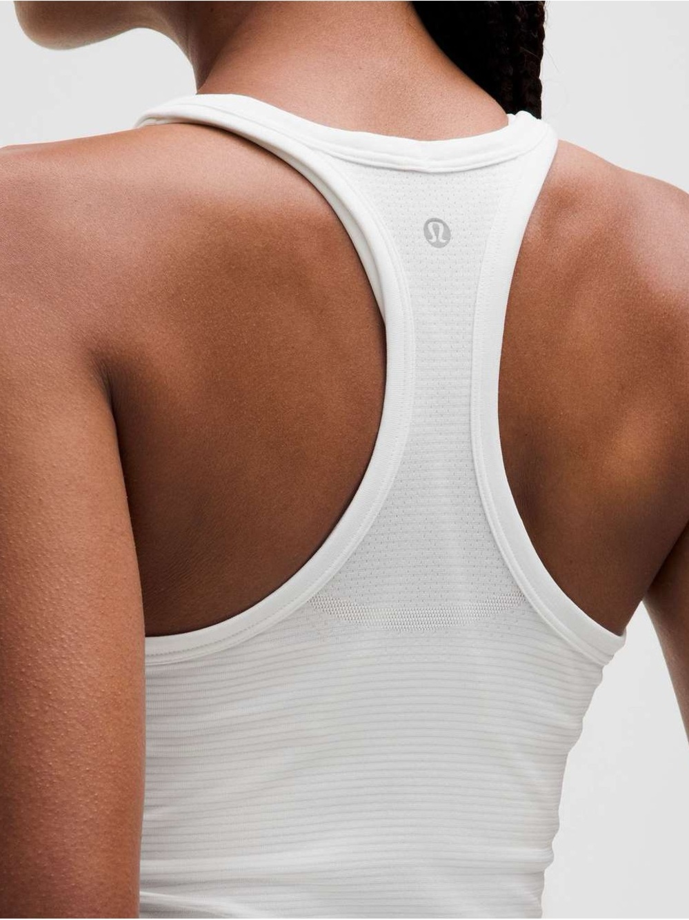 Lululemon White and Grey Swiftly Tech Cropped Racerback Tank Top -Women's size 6 - Picture 2 of 6